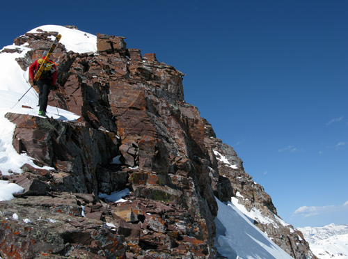 Lou Dawson ascends Len Shoemaker Peak.