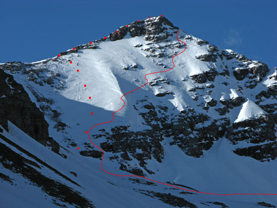 Ski route on Len Shoemaker Peak