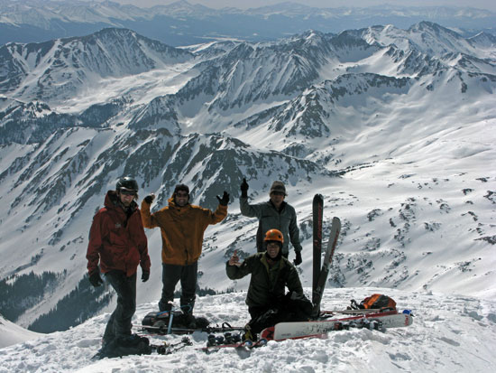 John Morrison, Glen Poulsen, Sean Shean, and Chris Carmichael on the summit of Castle Peak, 2008.
