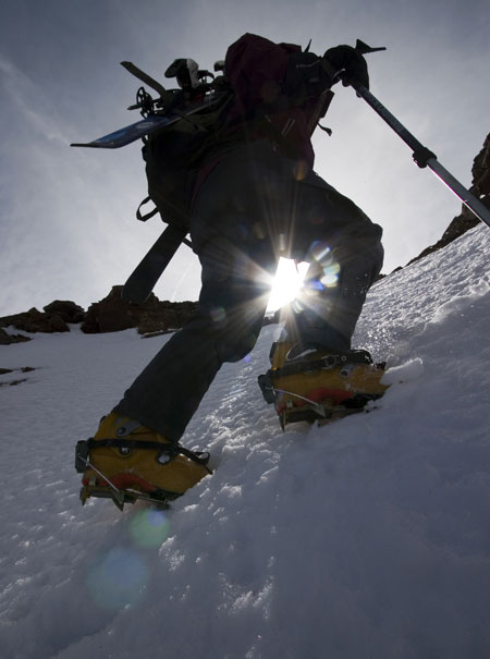 Christy Mahon nearing the summit on South Maroon Peak.