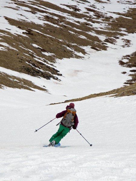 Christy Mahon skiing Moose Gulch on Mount Bross