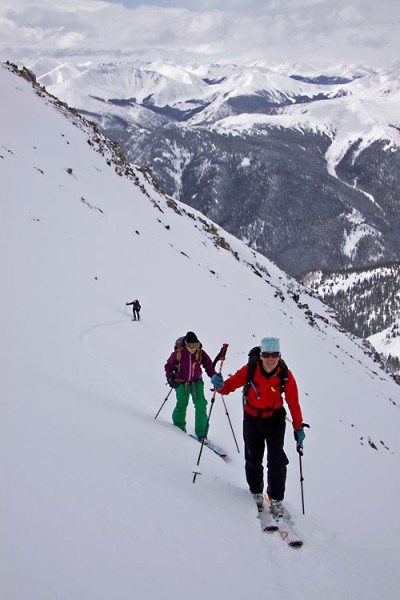 Lissa and Christy on the skintrack.