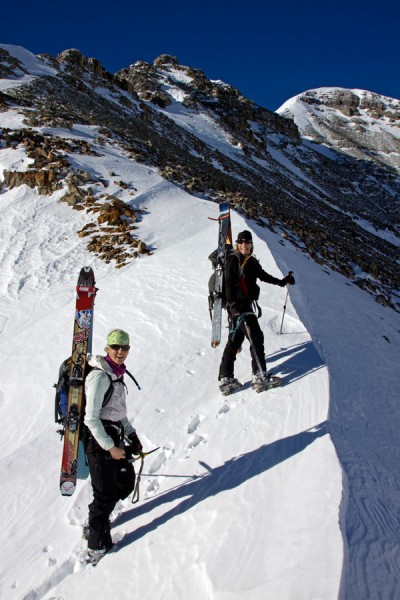 Anda Small and Christy Mahon on the NE Ridge of Castle Peak.