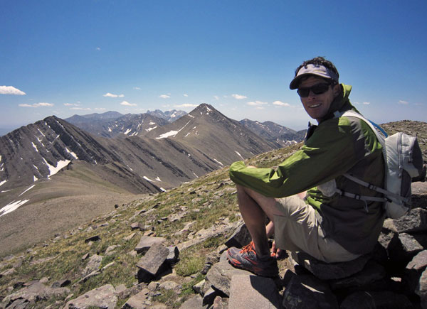 ted mahon on silver peak in the sangres above cotton lake.