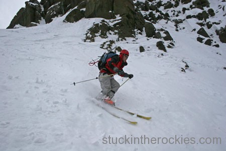 Skiing the Snake Couloir on Mount Sneffels