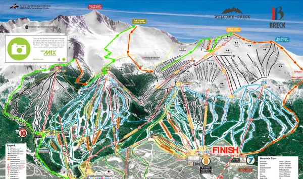 The route was modified a bit due to the weather, but the basic layout is here on the map. the climbs are green and the ski descents red, and the new section up and down Peak 6 isn't even on the map (off to the right).