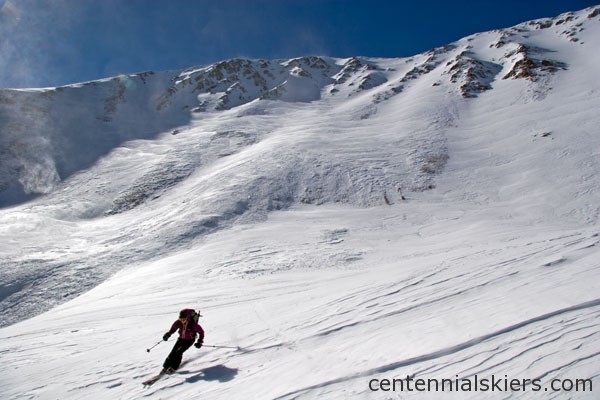 Some turns below the East Face. There are lots of ski options on Cronin.