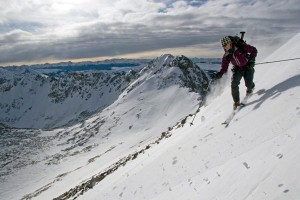 Christy skis Fletcher Mountain.