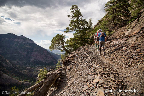 Heading up the switchback of Bear Creek with Christy. (Tanner Johnson photo)