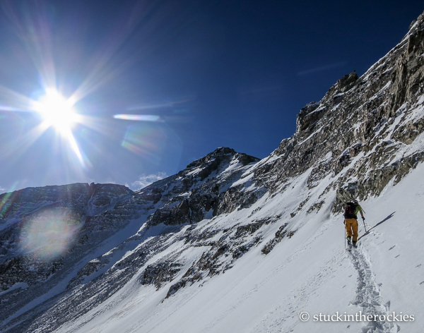 Castle Peak and Montezuma Basin near the Conundrum Couloir.