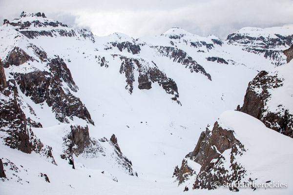 The wide angle shot. This couloir reminded me of the well-known Grizzly Couloir, but I think this one is even better.