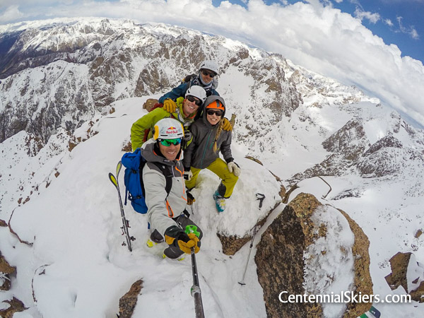 Centennial Skiers on turret peak