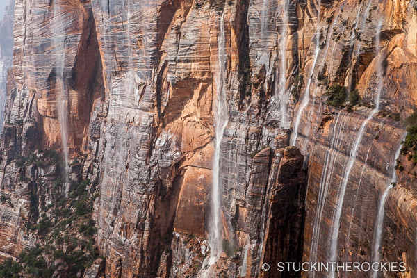 Zion Overlook waterfalls