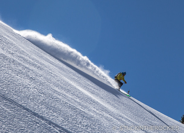 Chris Davenport backcountry skiing on Highlands Ridge