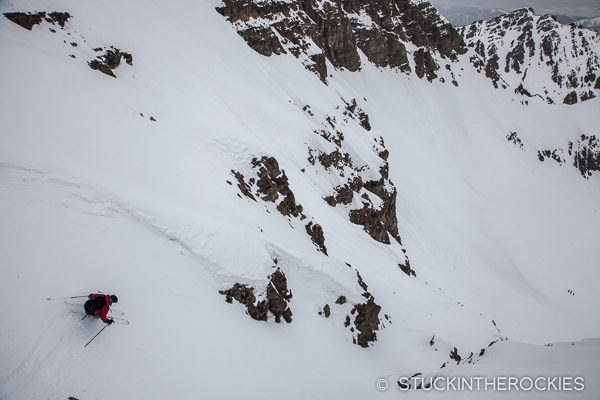 Jess Humphrey skis the East Face of Castle Peak