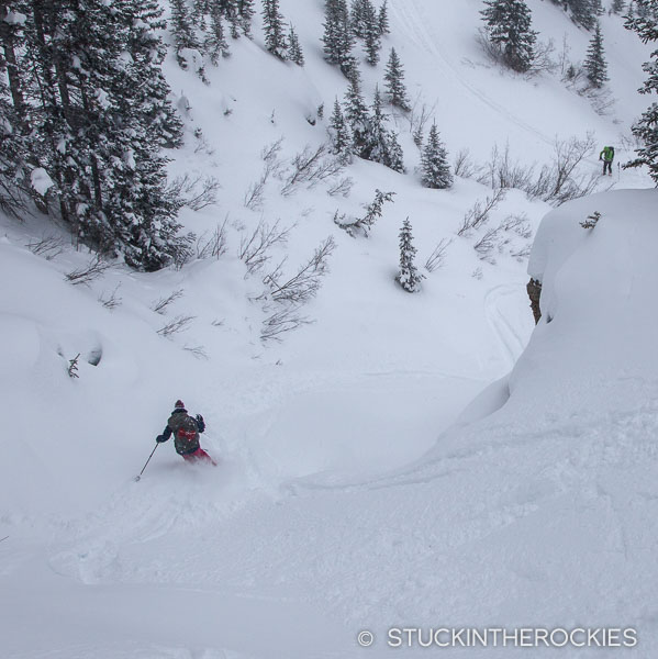 Backcountry skiing on Montezuma Basin road.