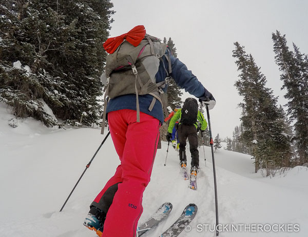 Backcountry skiing up at Green-Wilson Hut