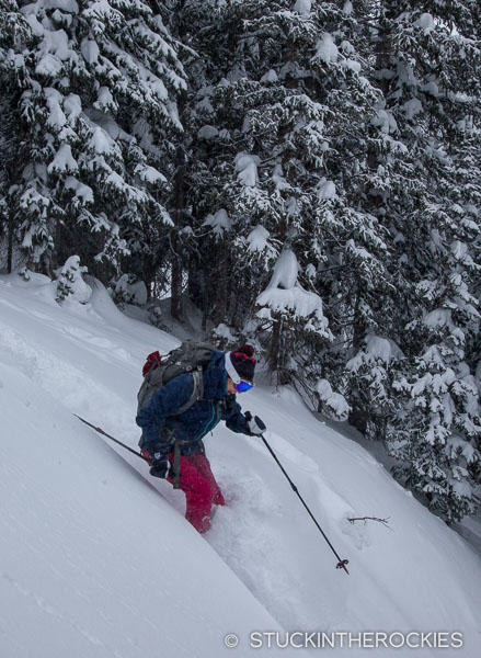 Backcountry skiing at Green-Wilson Hut