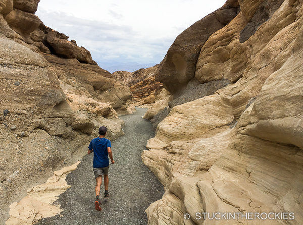 Ted Mahon running in Mosaic Canyon, Death Valley National Park