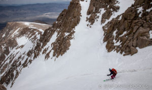 Christy Mahon skis Mouint Langley's Northeast Couloir