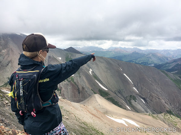 Christy Mahon with Purple Mountain views