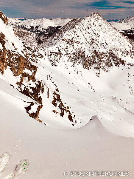 At the top of the couloir on Wheeler Peak