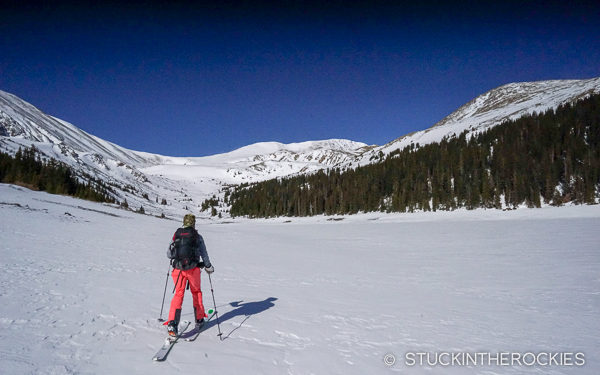 Skinning to ski 13ers Argentine Peak and Square Top Mountain