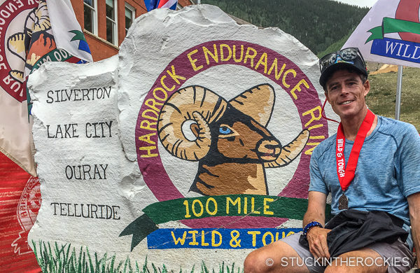 Ted Mahon at the finish of the Hardrock 100