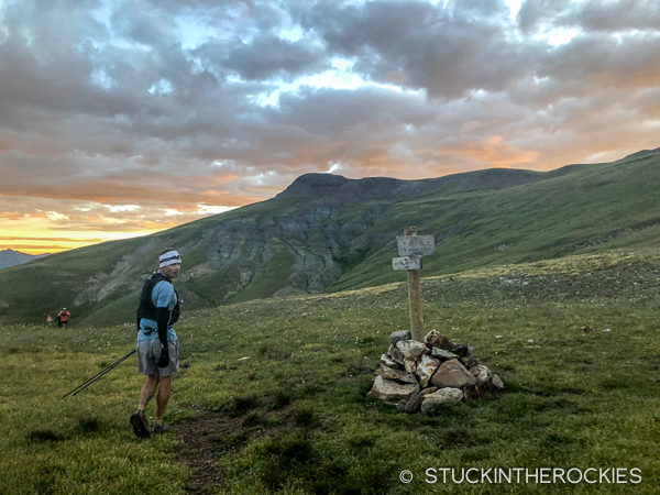 Ted Mahon at Maggie Pole Creek Pass at the Hardrock 100