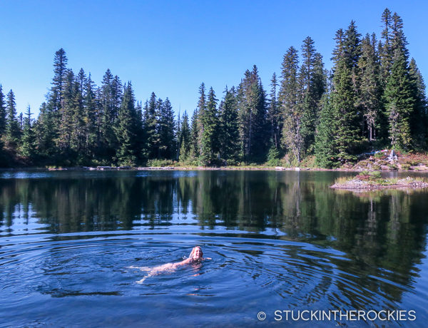Swimming at Golden Lakes along the Wonderland Trail
