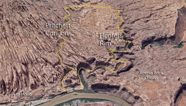 Pritchett Canyon to Hunter's Rim Trail Loop map