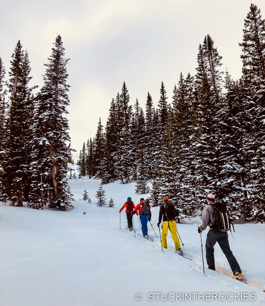 Backcountry skiing up at the Tagert Hut