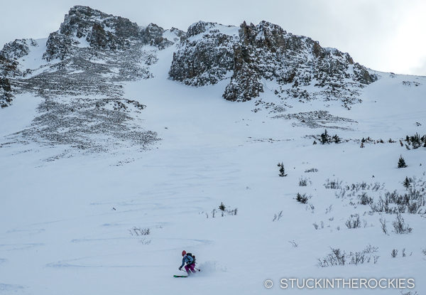 Christy Mahon skiing the Backyard Run from Tagert Hut