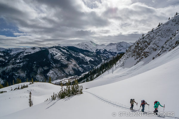 Skinning up in Monument Basin.