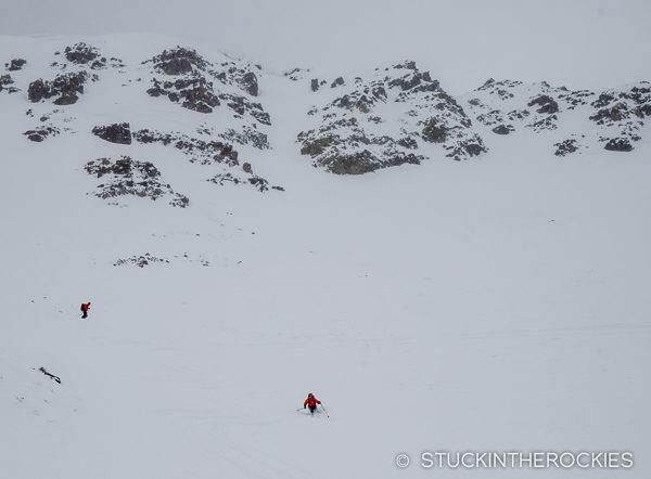 flat light powder skiing