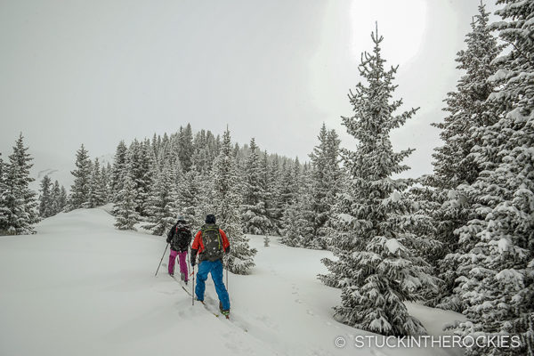 Ski touring up in Ashcroft, Colorado.