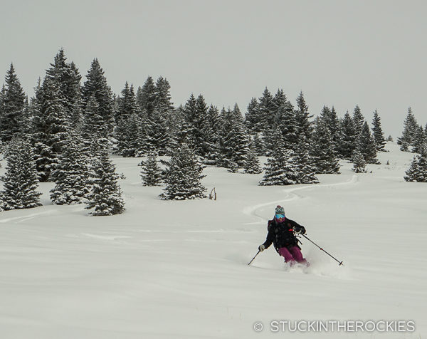 Christy Mahon backcountry skiing by Ashcroft, Colorado.