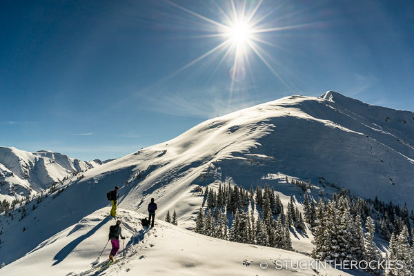 Ski touring up on Garret Peak