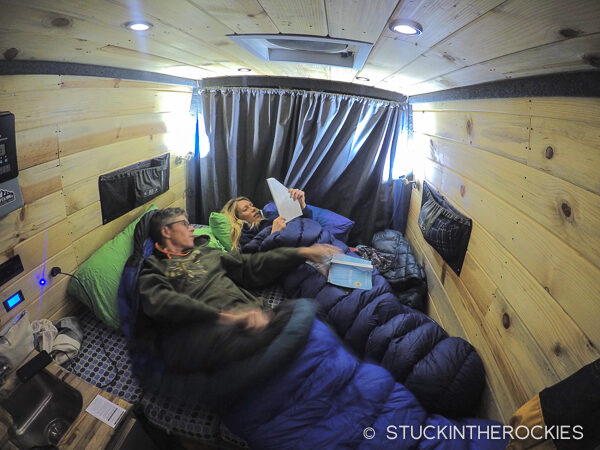 The sleeping arrangement with our Aspen Custom Van