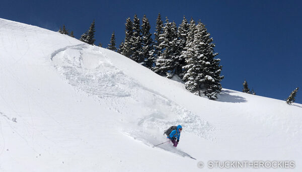 Christy Mahon roadside ski touring with Aspen Custom Vans