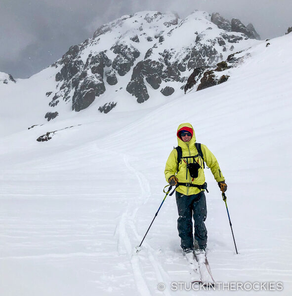 Ted Mahon skiing at Island lake