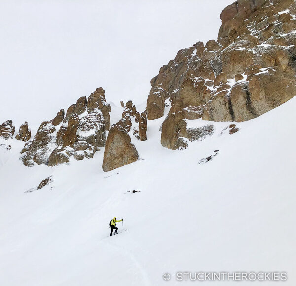 Ted Mahon skinning up U.S. Grant peak