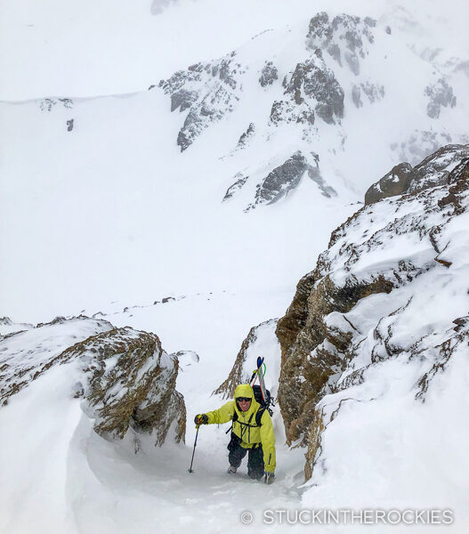 Booting up to the summit.