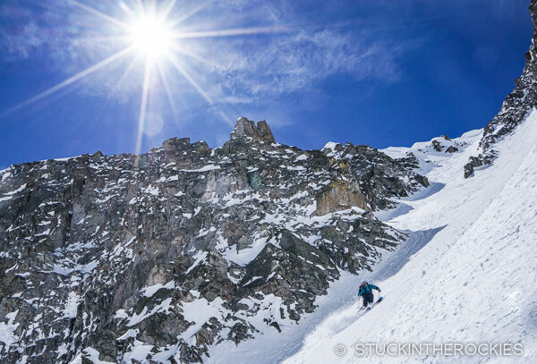 Chris Davenport skiing the Northeast Couloir of Willow Peak.