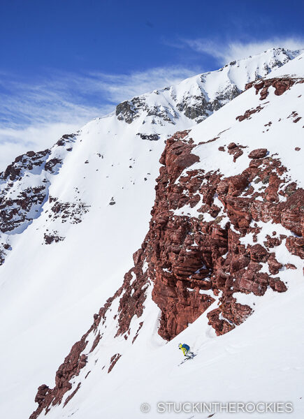 Skiing towards Willow Peak