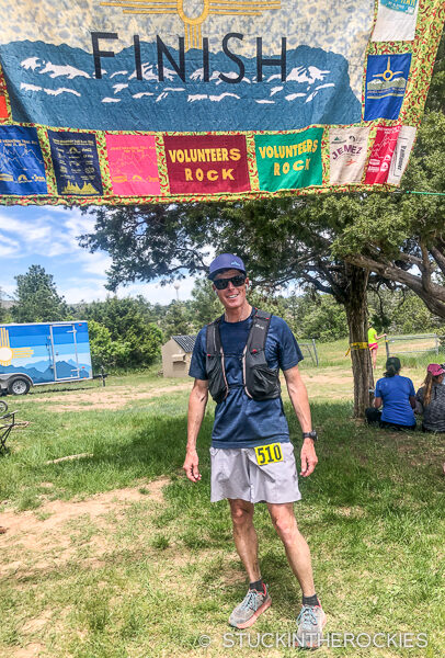 Ted Mahon finishes the Jemez Mountain 50k