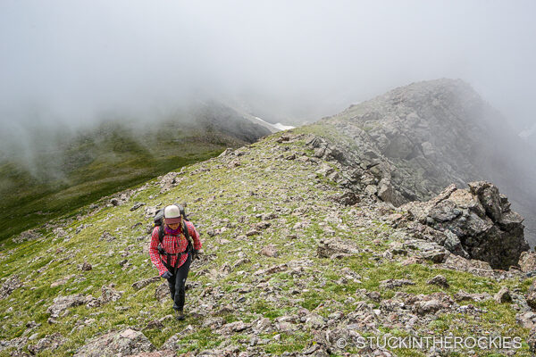 En route to the next summit on the ridge, Point 13517 (unranked).