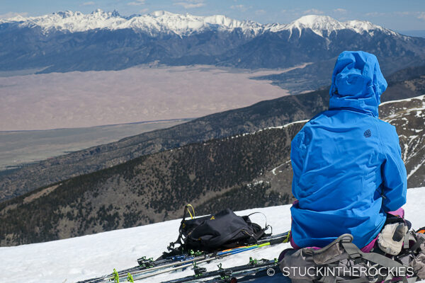 On the summit of Twin Peaks A with the Great Sand Dunes National Monument to the north