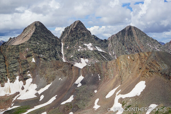 The three Trinity Peaks to the south