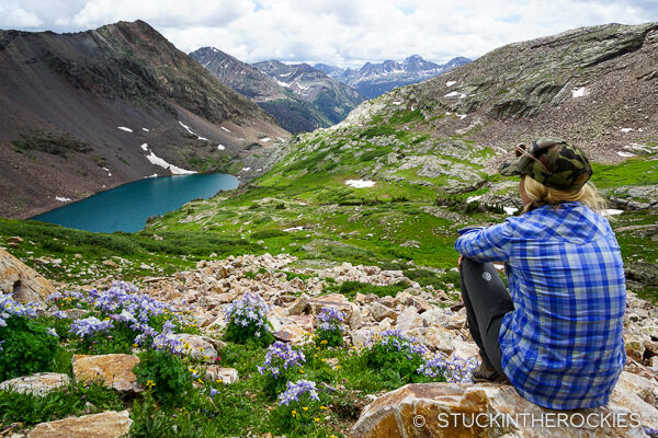 Christy taking a moment at Vallecito Lake